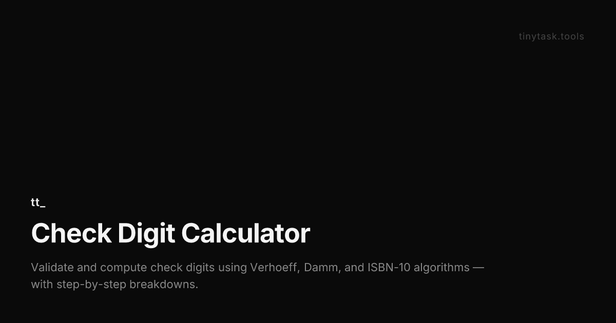 Check Digit Calculator | tinytask.tools