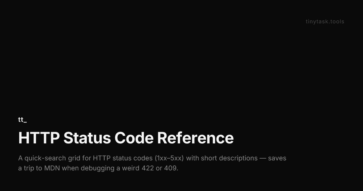 HTTP Status Code Reference | tinytask.tools